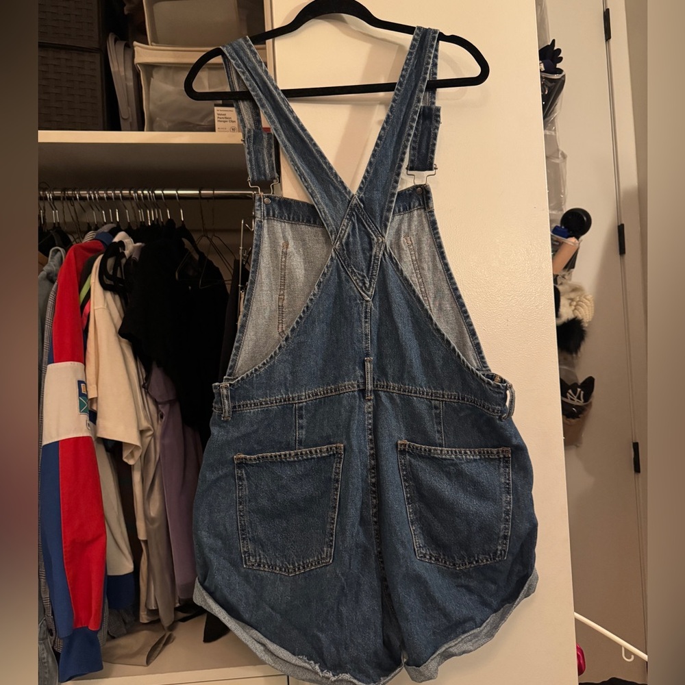 We The Free Denim Short Overalls in Blue - Picture 2 of 5